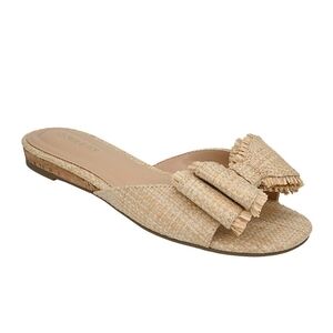 Crown & Ivy Beige Bow Slide Sandals